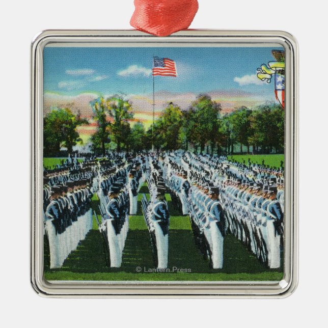 Military Academy Dress Parade Metal Tree Decoration (Front)