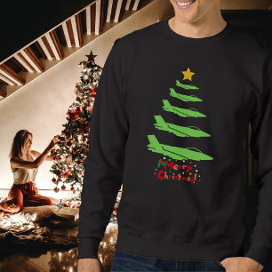 Military Aeroplane Christmas Tree WW2 Aviation Sweatshirt