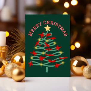 Military Aeroplane Christmas Tree WW2 Custom Photo Holiday Card