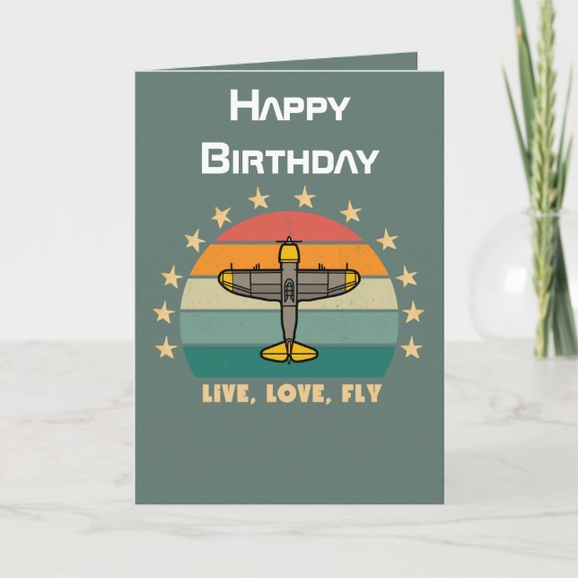 Military Aeroplane Flying, Aviation Birthday Card (Front)