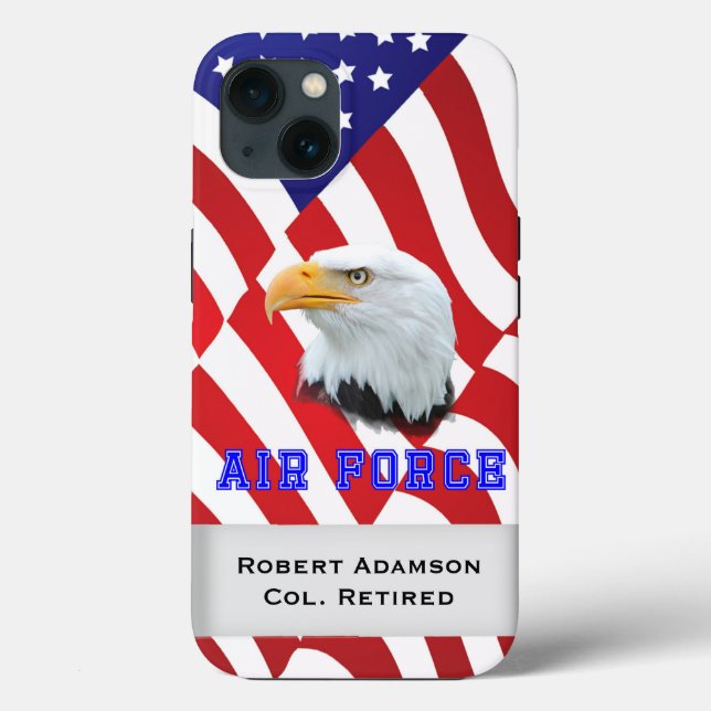 Military Air Force flag and eagle personalise Case-Mate iPhone Case (Back)