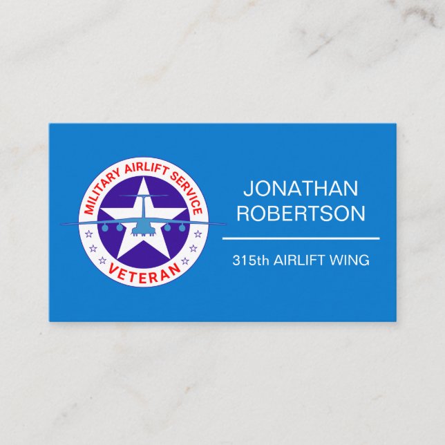 Military Airlift Service Veteran customisable Business Card (Front)