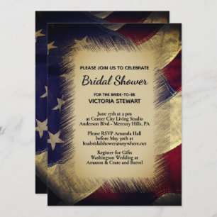Military American Flag Bridal Shower Invitation