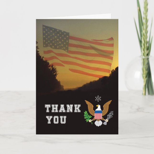 Military American Flag patriotic USAseal Thank You Card (Front)
