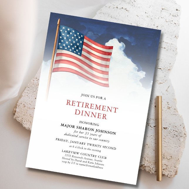 Military American Flag Retirement Invitation (Creator Uploaded)