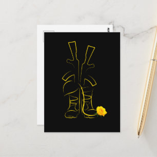 Military And Yellow Rose Veteran Honouring Memoria Postcard