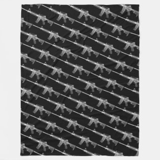 Military AR-15 Rifle FIrearm Gun Weapon Tiled Fleece Blanket