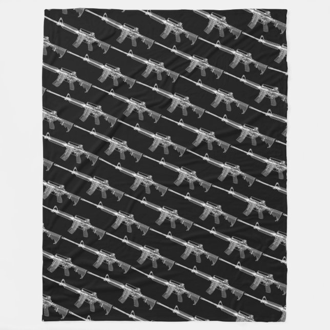 Military AR-15 Rifle FIrearm Gun Weapon Tiled    Fleece Blanket (Front)