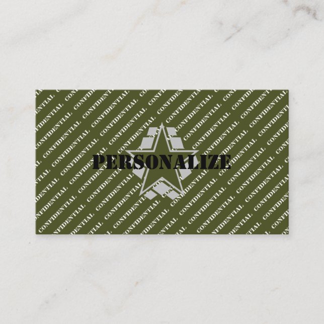 Military Armed Forces Army Green Recruiter Style  Business Card (Front)