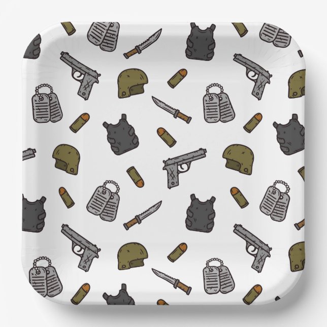 Military Armed Forces Birthday Party Paper Plate (Front)