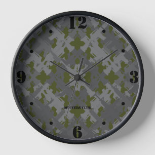 Military Armed Forces Officers Enlisted Club Camo Clock