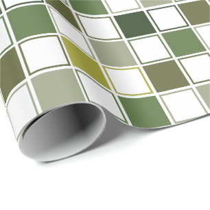 Military Army Green Camouflage Shades Check Wrapping Paper
