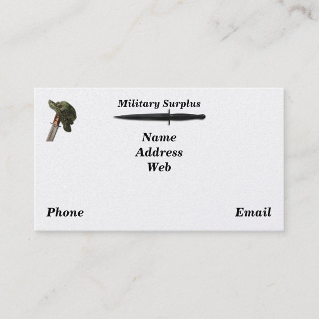 Military army navy air force marines surplus business card (Front)