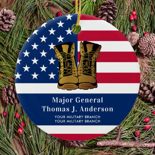 Military Army Personalised USA American Flag Ceramic Tree Decoration