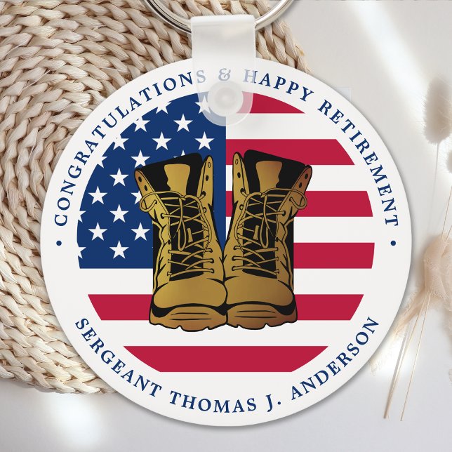 Military Army Retirement Party USA American Flag  Key Ring (Creator Uploaded)