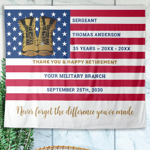 Military Army Retirement Personalised USA Flag  Tapestry