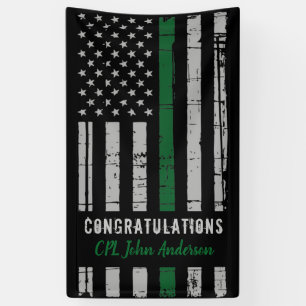 Military Army Retirement Thin Green Line Flag Banner