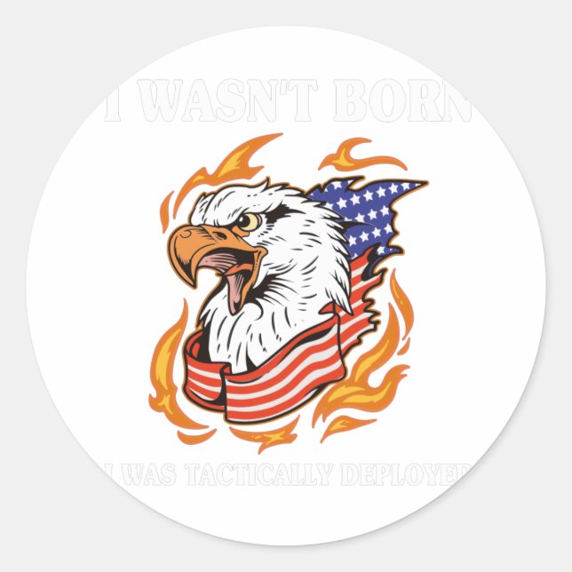 Military Army Veteran Soldier Patriotic Eagle Classic Round Sticker (Front)