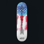 *~* Military ARROW Red White Blue Flag Skateboard<br><div class="desc">*Energetically Enhanced / imbues ARROW silhouette on American Flag * Patriotic American Flag with q ARROW silhouette . . This design features the USA Flag American Flag also known as Old Glory and Stars and Stripes. This Watercolor American Flag design includes the colours Red White Blue in the form of...</div>