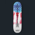 *~* Military ARROW Red White Blue Flag Skateboard<br><div class="desc">*Energetically Enhanced / imbues ARROW silhouette on American Flag * Patriotic American Flag with q ARROW silhouette . . This design features the USA Flag American Flag also known as Old Glory and Stars and Stripes. This Watercolor American Flag design includes the colours Red White Blue in the form of...</div>