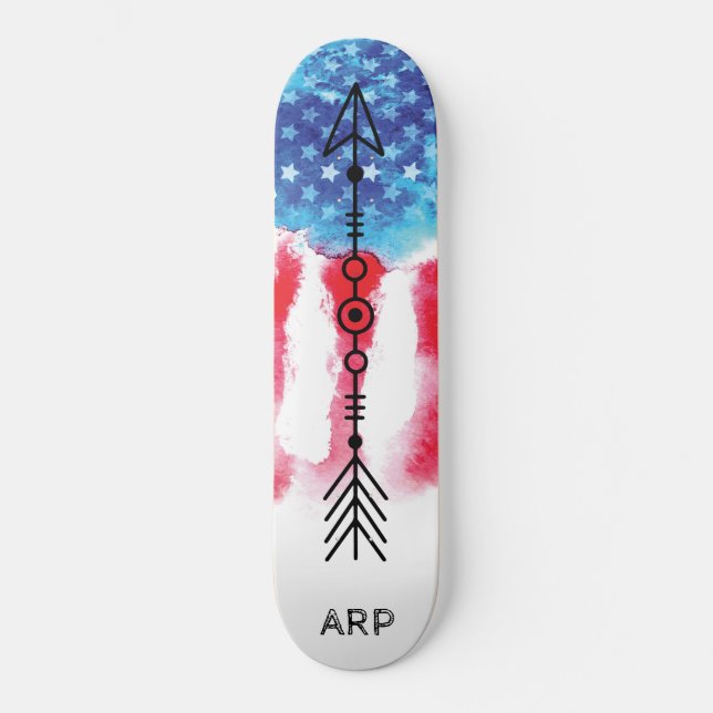 *~* Military ARROW Red White Blue Flag Skateboard (Front)