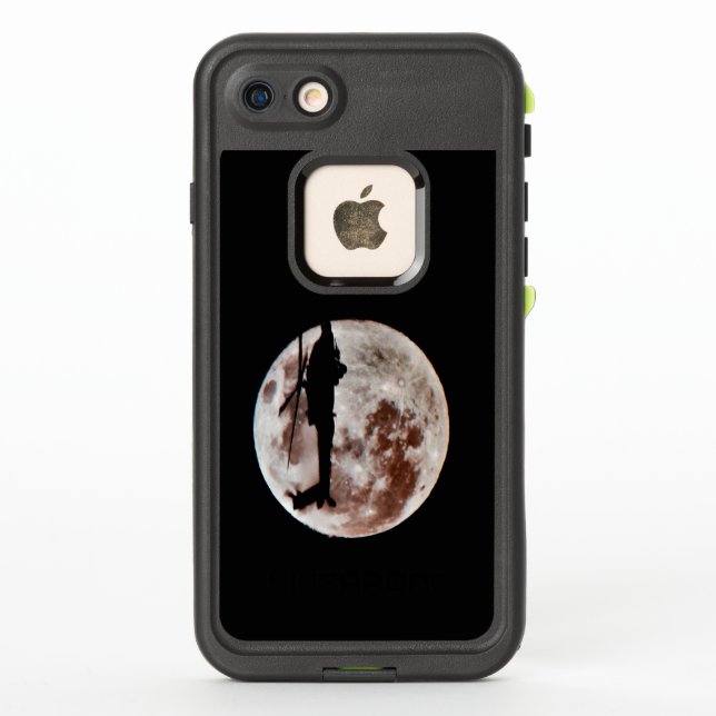 Military Attack Helicopter Against Full Moon LifeProof iPhone Case (Back)