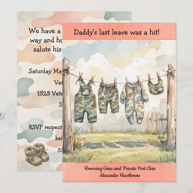 Military Baby Shower Digital Download Invitation (Front/Back)