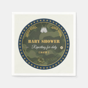Military Baby Shower Napkin Reporting for Duty