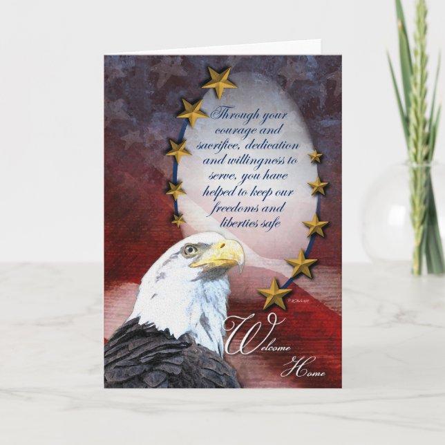Military Bald Eagle Welcome Home Greeting Card (Front)