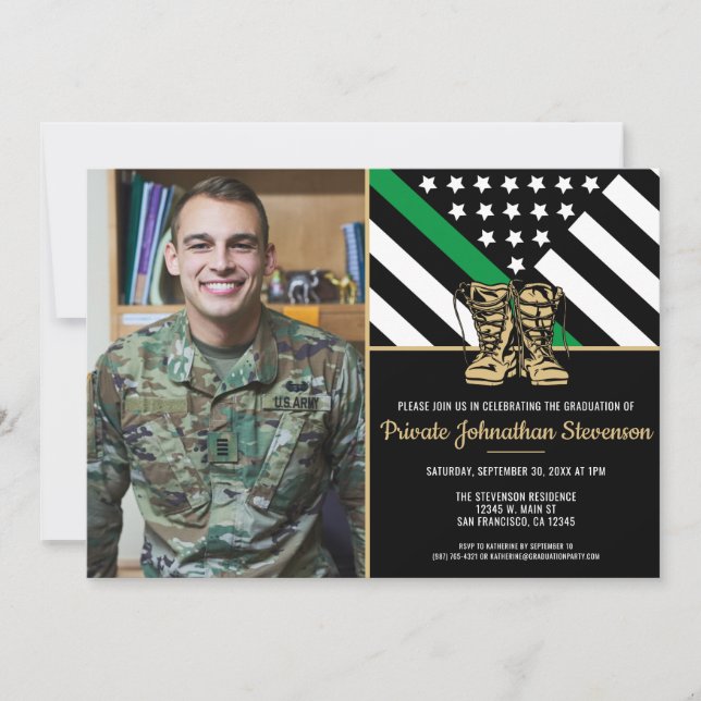 Military Basic Training Graduation Patriotic Photo Invitation (Front)