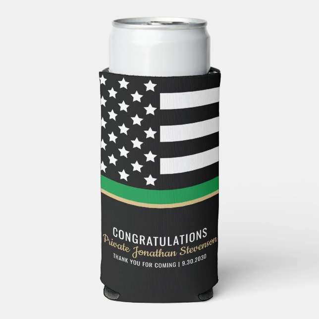 Military Basic Training Patriotic Graduation Party Seltzer Can Cooler (Seltzer Front)
