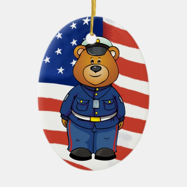 Military Bears Ceramic Tree Decoration (Front)