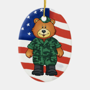 Military Bears Ceramic Tree Decoration