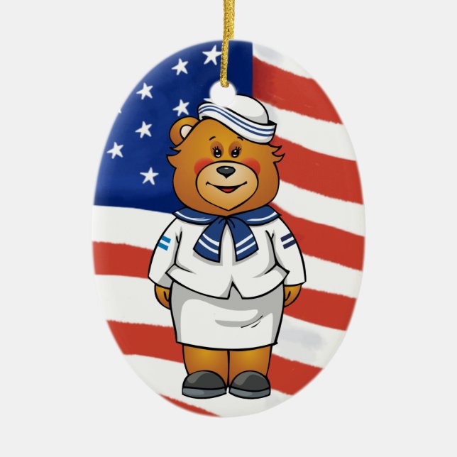 Military Bears Ceramic Tree Decoration (Front)
