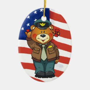 Military Bears Ceramic Tree Decoration