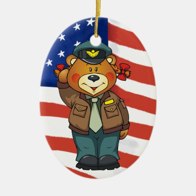 Military Bears Ceramic Tree Decoration (Front)