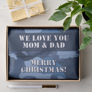 Military Blue Camouflage Custom Merry Christmas Tissue Paper
