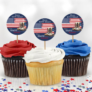 Military Boots US Flag BLUE Going Away Party Picks Classic Round Sticker