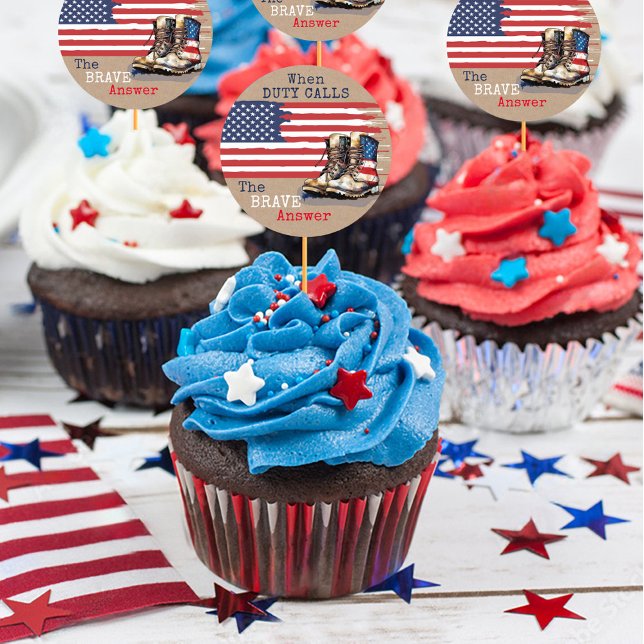Military Boots US Flag KRAFT Going Away Party Pick Classic Round Sticker (Rustic kraft patriotic US flag boots duty calls brave military going away party cupcake pick sticker)