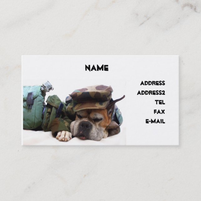 Military boxer dog business card (Front)