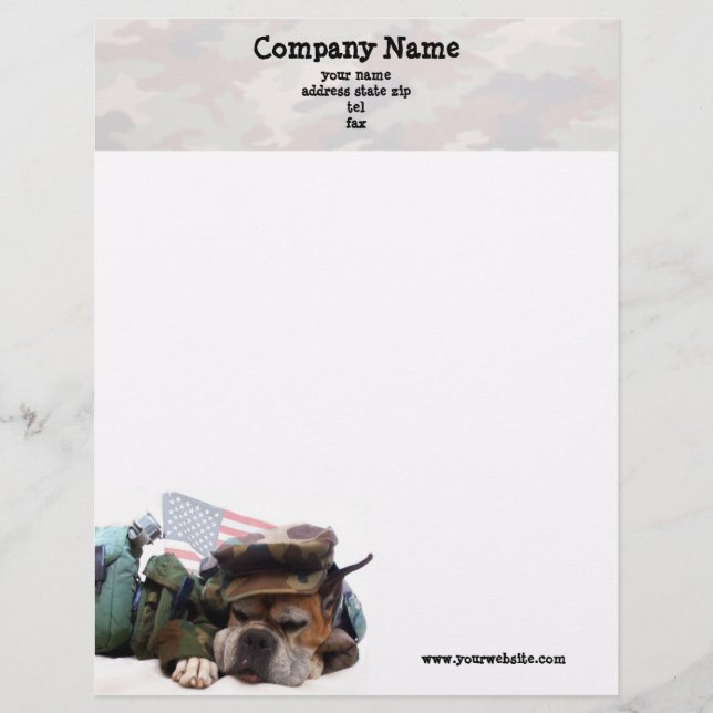 Military Boxer Dog Letterhead Template (Front)