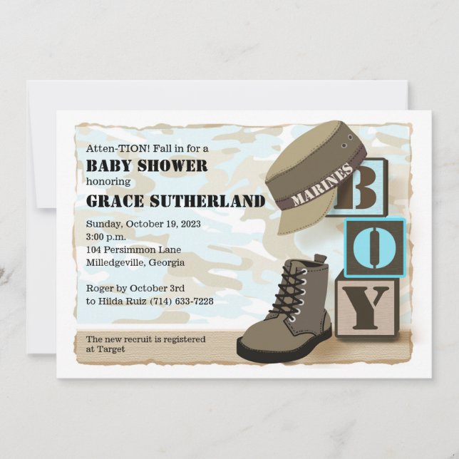 Military Boy Baby Shower Invitation (Front)