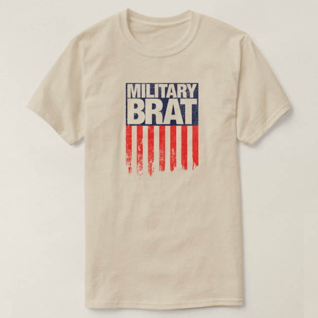 Military Brat with Weathered Flag T-Shirt (Design Front)