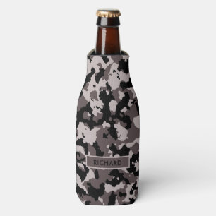Military Brown Camouflage Pattern Personalised Bottle Cooler