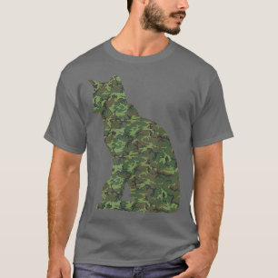 Military Burmese Camo Print US Cat Kitty Veteran T-Shirt