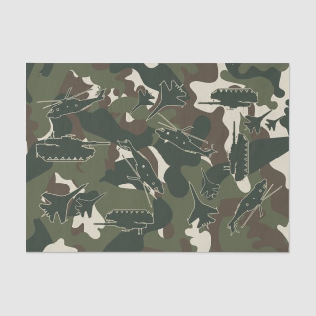 Military Camo Army Tank Helicopter Jet Gift Tissue Paper (Front)