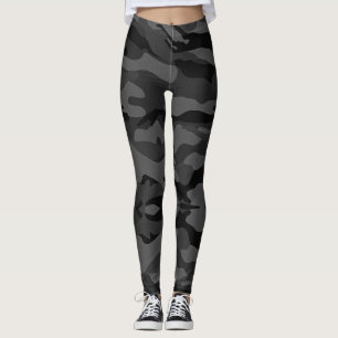 military camo black grey pattern leggings