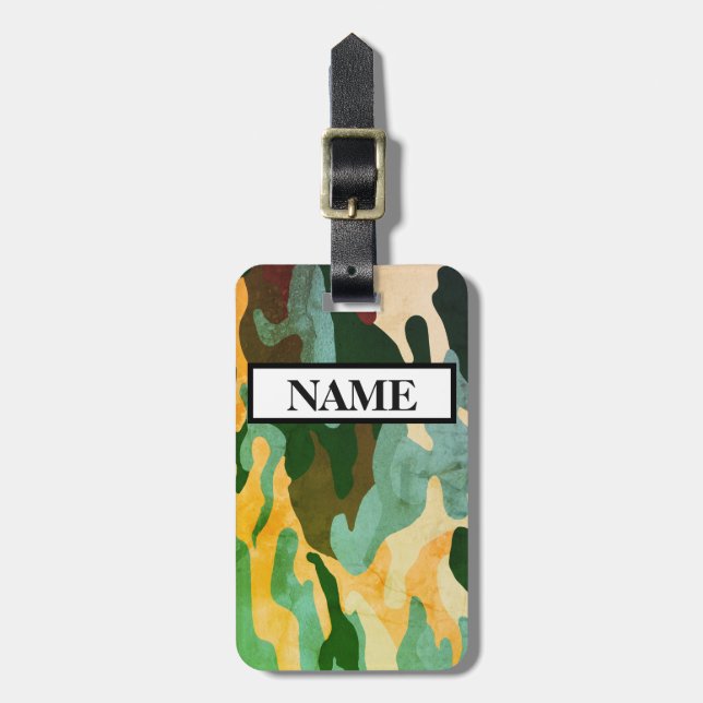 Military Camouflafe , Custom Name Luggage Tag (Front Vertical)