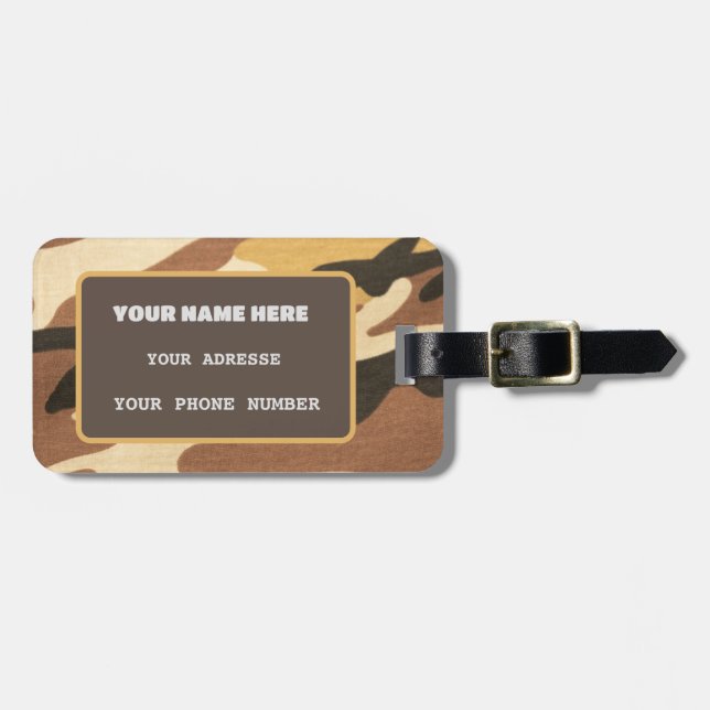 Military camouflage, Army camo Personalised Luggage Tag (Front Horizontal)