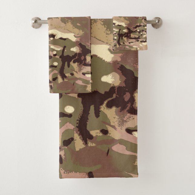 Military Camouflage Army Green Camo Pattern. Bath Towel Set (Insitu)